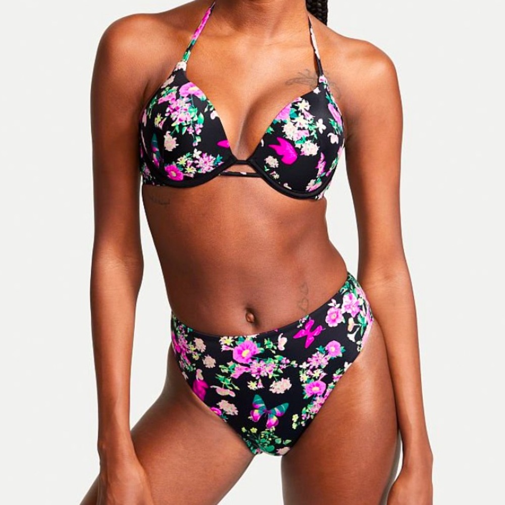 2 Pc Set VICTORIA SECRET Bombshell Super  Push-Up Swim Top 36C Botton Large - Picture 2 of 15